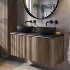 Ben Linea badmeubel met zwart betonnen waskommen 120cm eiken grijs