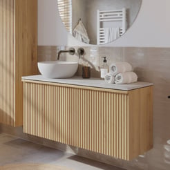 Ben Linea badmeubel met solid surface waskom 120cm links eiken naturel/carrera