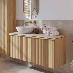 Ben Linea badmeubel met solid surface waskom 120cm links eiken naturel/beige beton