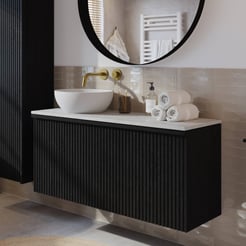 Ben Linea badmeubel met solid surface waskom 120cm links eiken zwart/carrera