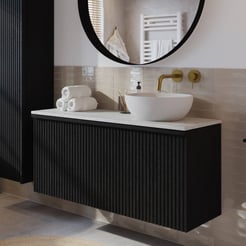 Ben Linea badmeubel met solid surface waskom 120cm rechts eiken zwart/carrera