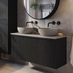 Ben Linea badmeubel met grijs betonnen waskommen 120cm eiken zwart