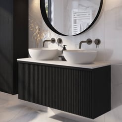 Ben Linea badmeubel met solid surface waskommen 120cm eiken zwart