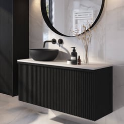 Ben Linea badmeubel met zwart betonnen waskom 120cm links eiken zwart/solid surface