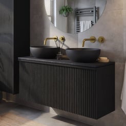 Ben Linea badmeubel met zwart betonnen waskommen 120cm eiken zwart/zwart beton