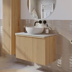 Ben Linea badmeubel met solid surface waskom 80cm eiken naturel/carrera