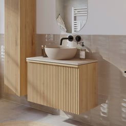 Ben Linea badmeubel met beige betonnen waskom 80cm eiken naturel
