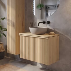 Ben Linea badmeubel met grijs betonnen waskom 80cm eiken naturel