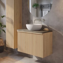 Ben Linea badmeubel met solid surface waskom 80cm eiken naturel/groen beton