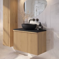 Ben Linea badmeubel met zwart betonnen waskom 80cm eiken naturel