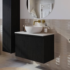 Ben Linea badmeubel met solid surface waskom 80cm eiken zwart/carrera