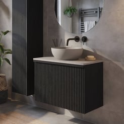 Ben Linea badmeubel met grijs betonnen waskom 80cm eiken zwart