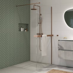 Saniselect Modella inloopdouche 120x210cm helder glas geborsteld koper