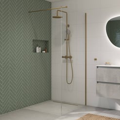 Saniselect Modella inloopdouche 90x210cm helder glas geborsteld messing