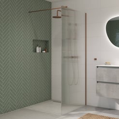 Saniselect Modella inloopdouche 120x210cm ribbel glas geborsteld koper