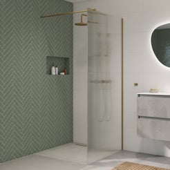 Saniselect Modella inloopdouche 120x210cm ribbel glas geborsteld messing