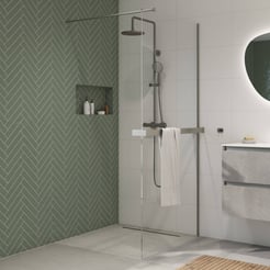 Saniselect Modella inloopdouche 120x210cm helder glas incl. handdoekhouder geborsteld grijs