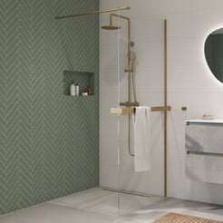 Saniselect Modella inloopdouche 120x210cm helder glas incl. handdoekhouder geborsteld messing