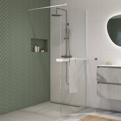 Saniselect Modella inloopdouche 90x210cm helder glas incl. handdoekhouder mat wit