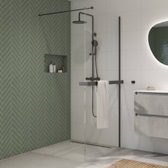 Saniselect Modella inloopdouche 90x210cm helder glas incl. handdoekhouder mat zwart
