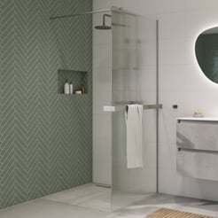 Saniselect Modella inloopdouche 100x210cm ribbel glas incl. handdoekhouder geborsteld grijs