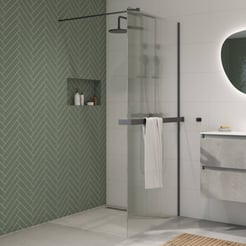 Saniselect Modella inloopdouche 120x210cm ribbel glas incl. handdoekhouder mat zwart