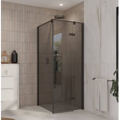 Ben Meteora douchecabine 80x90x200cm rechtsdraaiend mat zwart grijs glas