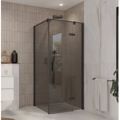 Ben Meteora douchecabine 90x90x200cm rechtsdraaiend mat zwart grijs glas