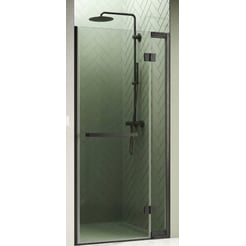 Novellini N180 1B Nisdraaideur 78,5-80x200 cm Zwart Mat Helder Glas
