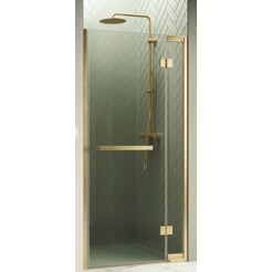 Novellini N180 1B Nisdraaideur 78,5-80x200 cm Brushed Gold Helder Glas