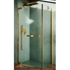Novellini N180 FG Zijwand i.c.m. zijwand G 88-89,5x200 cm Brushed Gold Helder Glas