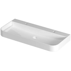 Saniselect Orbido wastafel 2 kraangaten 100x45x10cm glans wit