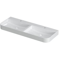 Saniselect Orbido wastafel 2 kraangaten 120x45x10cm glans wit