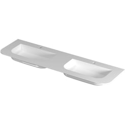 Saniselect Orbido wastafel 2 kraangaten 160x45x1,5cm glans wit