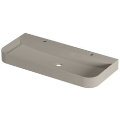 Saniselect Orbido wastafel 2 kraangaten 100x45x10cm mat beige zand