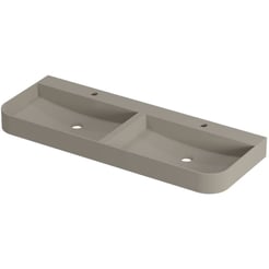 Saniselect Orbido wastafel 2 kraangaten 120x45x10cm mat beige zand