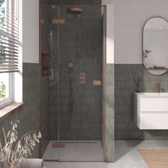 Saniselect Pardo Douchedeur 90x210 cm Geborsteld Koper 2.0 Helder Glas
