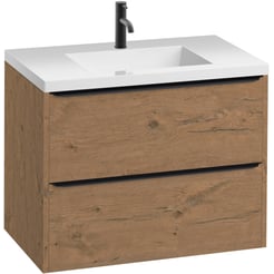 Saniselect Socan meubelset met mineraalmarmere wastafel 80cm Wild Eiken/Zwart