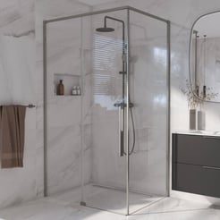 Saniselect Sindra douchecabine met schuifdeur incl. antikalk 110x90cm Geborsteld Grijs