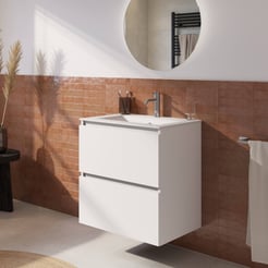 Saniselect Tonale badmeubelset incl. wastafel glans wit 61x46cm super wit glans