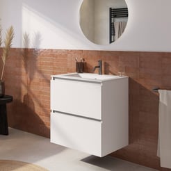 Saniselect Tonale badmeubelset incl. wastafel glans wit 61x51cm super wit mat