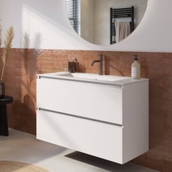 Saniselect Tonale badmeubelset incl. wastafel glans wit 101x51cm super wit mat