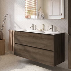 Saniselect Tonale badmeubelset incl. wastafel mat wit 121x51cm sepia eiken