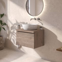 Ben Tendenza badmeubel incl. glans witte waskom 61x46cm congo bruin