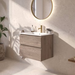 Ben Tendenza badmeubel incl. glans witte keramische wastafel 62,7x46x61,5cm congo bruin