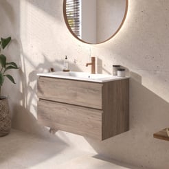Ben Tendenza badmeubel incl. glans witte keramische wastafel 82,7x46x61,5cm congo bruin