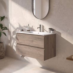 Ben Tendenza badmeubel incl. glans witte keramische wastafel 82,7x46x51,5cm congo bruin