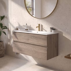 Ben Tendenza badmeubel incl. glans witte keramische wastafel 102,7x46x61,5cm congo bruin