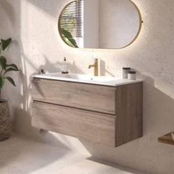 Ben Tendenza badmeubel incl. mat witte keramische wastafel 102,7x46x61,5cm congo bruin