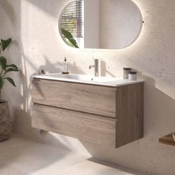 Ben Tendenza badmeubel incl. glans witte keramische wastafel 102,7x46x51,5cm congo bruin